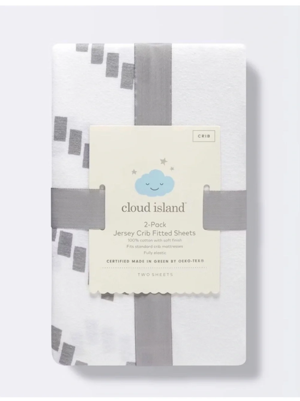 cloud island Gray and White Jersey Crib Sheets - 2-Pack